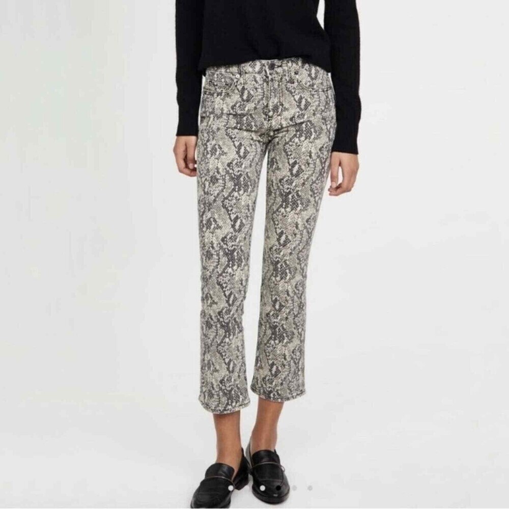 Veronica Beard Women's Snakeskin Print High Rise Baby Boot Cut Jeans 2/26